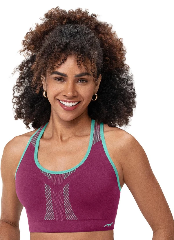 Zee Rucci - Top Nadador Dupla Face sem Costura Verde e Roxo