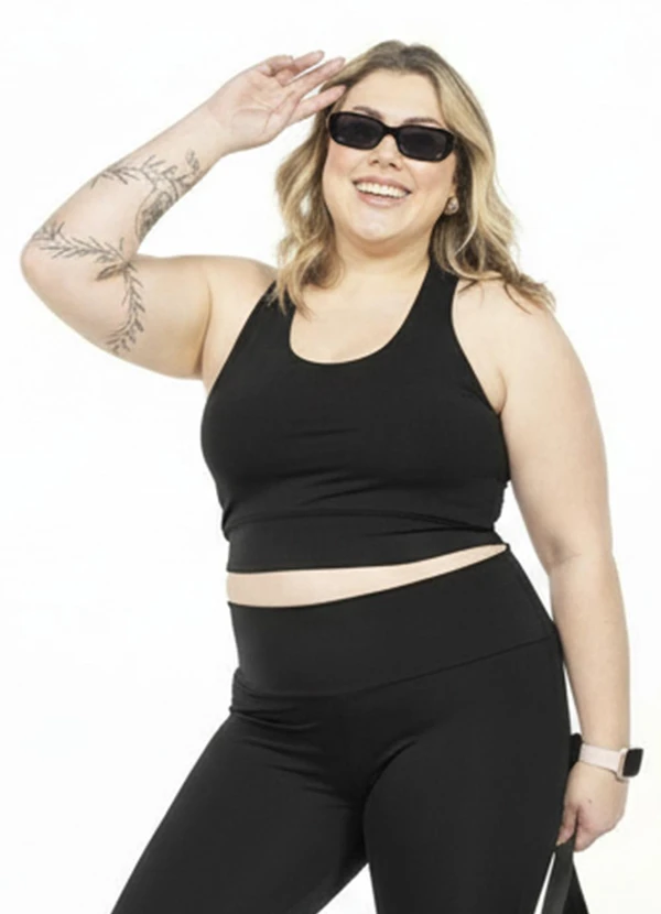 Cobertura - Top Nadador Plus Size Preto