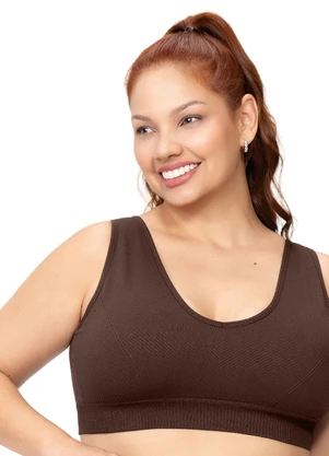 Zee Rucci - Top Plus Size Bojo Removível e Decote V Marrom - ZEE RUCCI