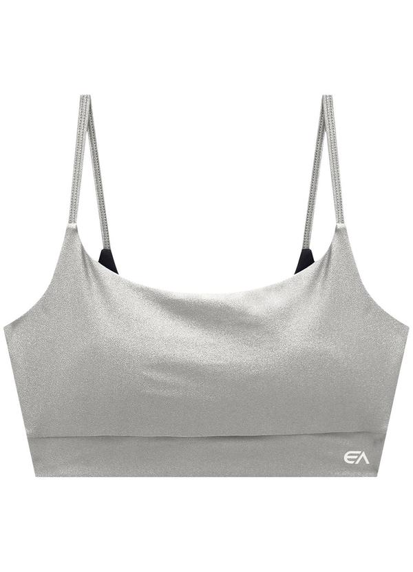 Enfim - Top Prateado Regata Cut Out Malha Uv