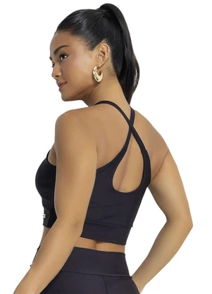 Jancris - Top Preto em Malha com Elastano - JANCRIS