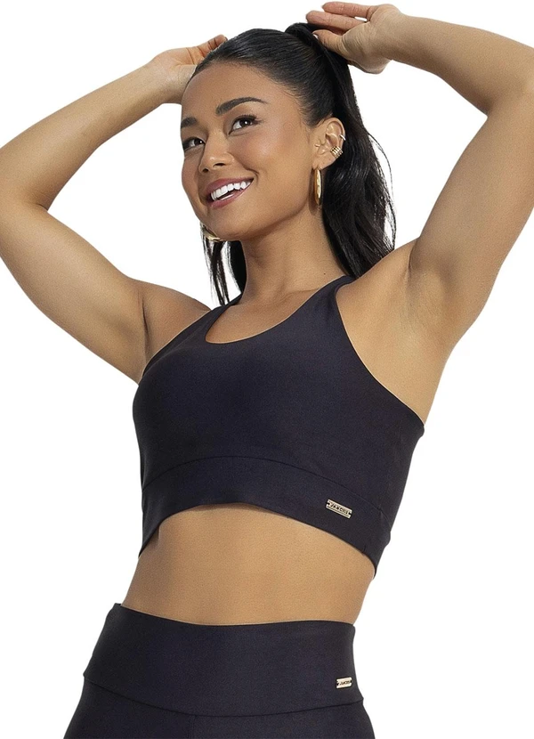 Jancris - Top Preto em Malha com Elastano