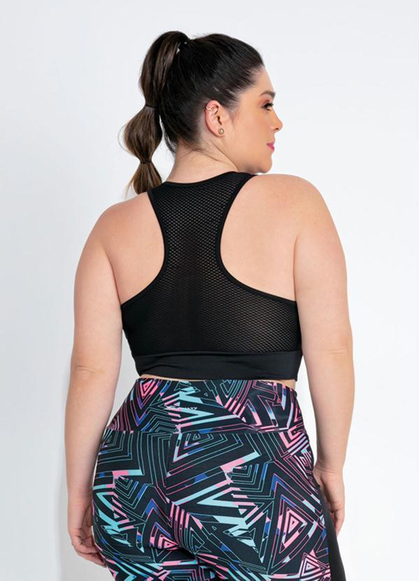 Sawary Fitness - Top Preto Geométrico com Torcido Sawary Fitness 2