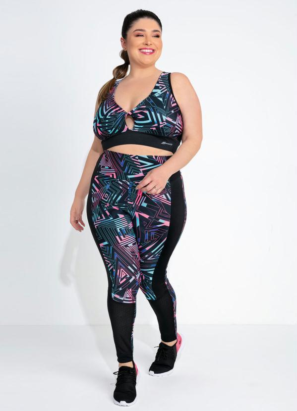 Sawary Fitness - Top Preto Geométrico com Torcido Sawary Fitness 3