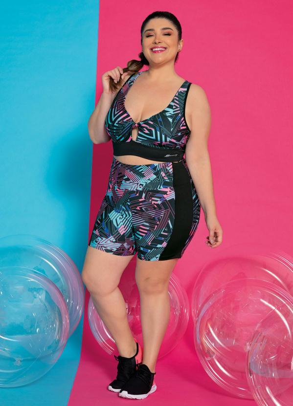 Sawary Fitness - Top Preto Geométrico com Torcido Sawary Fitness 7