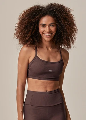 Malwee - Top Reto Strappy Canelado Active Marrom - MALWEE