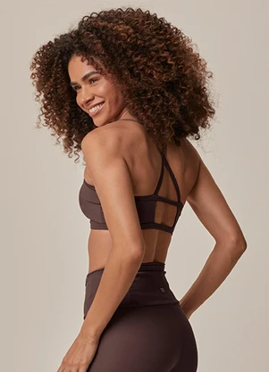 Malwee - Top Reto Strappy Canelado Active Marrom - MALWEE