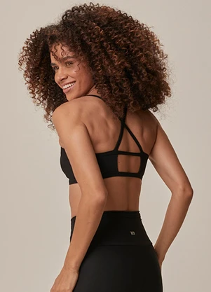Malwee - Top Reto Strappy Canelado Active Preto - MALWEE