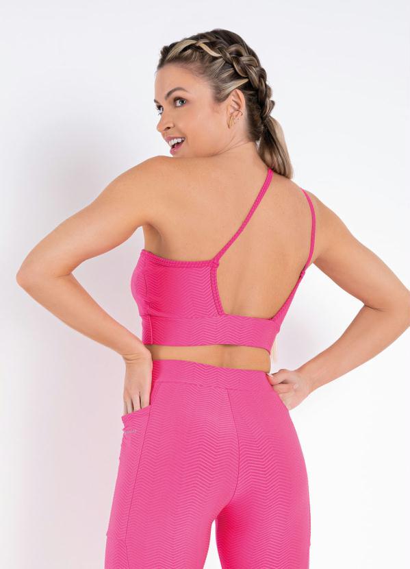 Outlet - Top Rosa Neon Assimétrico Sawary Fitness 2