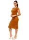 Cobertura - Vestido Midi Básico Manga Curta Preto - variação: Marrom