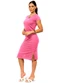 Cobertura - Vestido Midi Básico Manga Curta Preto - variação: Rosa