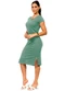 Cobertura - Vestido Midi Básico Manga Curta Preto - variação: Verde