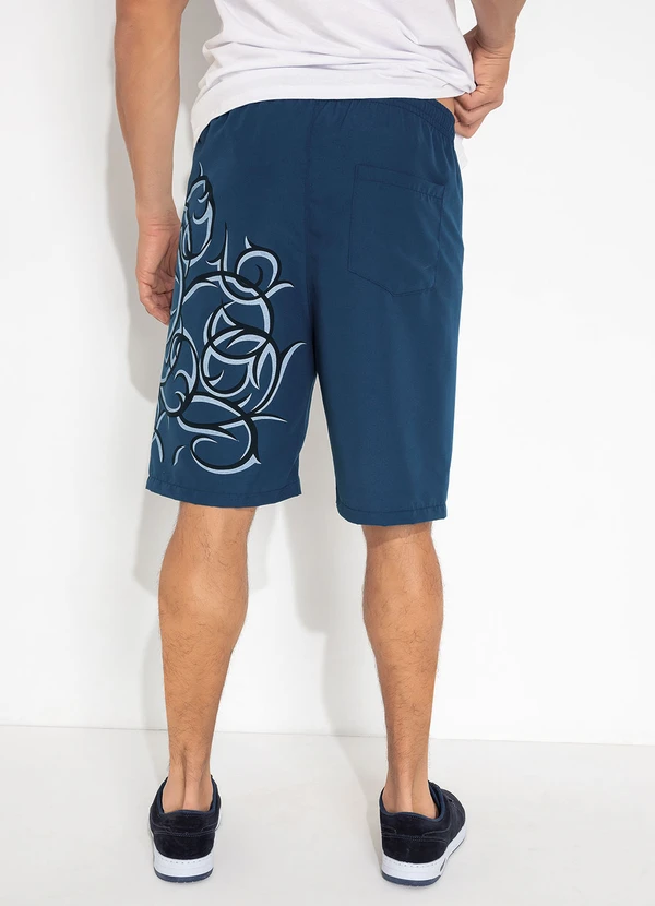 Moda Pop - Bermuda Azul com Estampa Localizada e Cordel 2