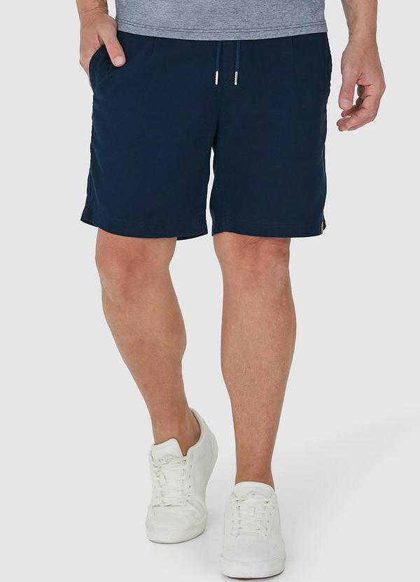 Malwee - Bermuda Azul Marinho Tradicional com Linho