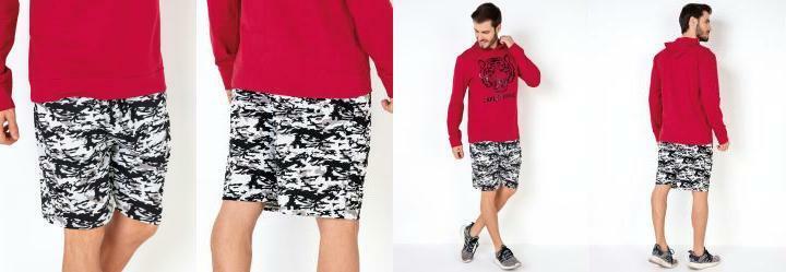Bermuda Camuflada com Bolsos Preta e Branca