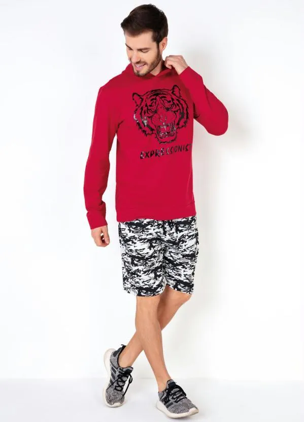 Moda Pop - Bermuda Camuflada com Bolsos Preta e Branca 3