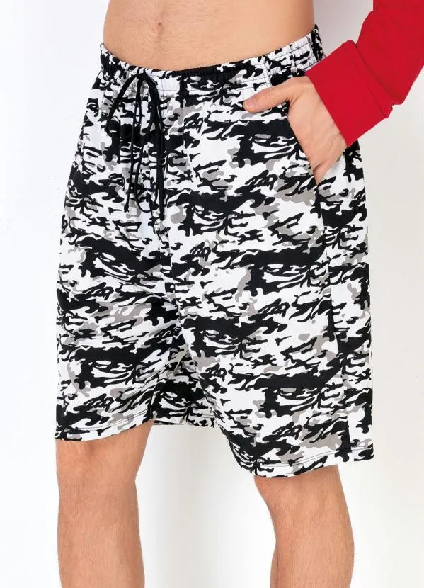 Moda Pop - Bermuda Camuflada com Bolsos Preta e Branca 6