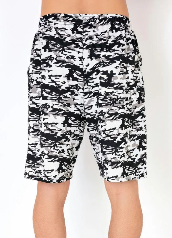 Moda Pop - Bermuda Camuflada com Bolsos Preta e Branca 7