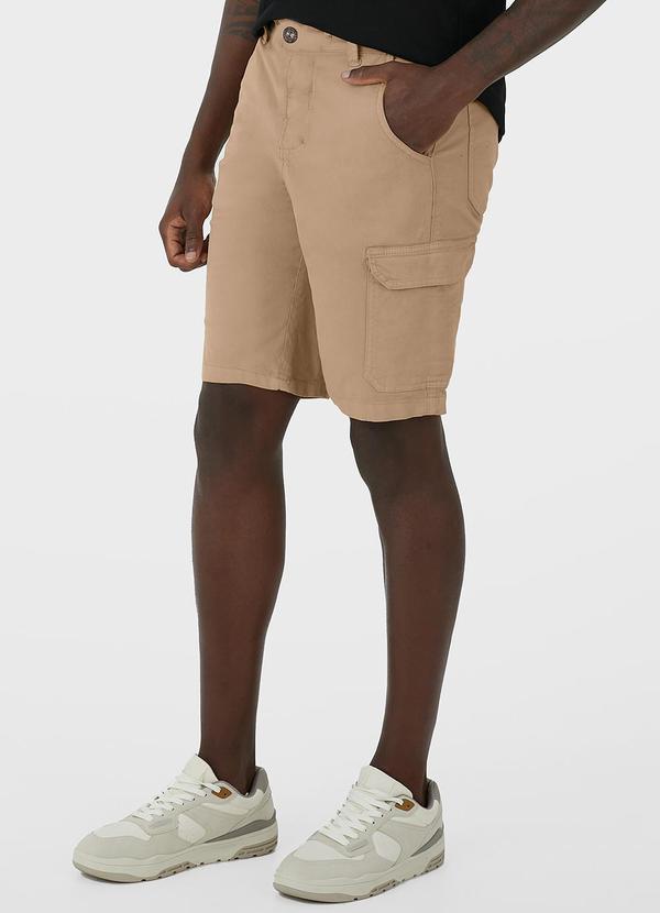 Malwee - Bermuda Cargo em Sarja Bege