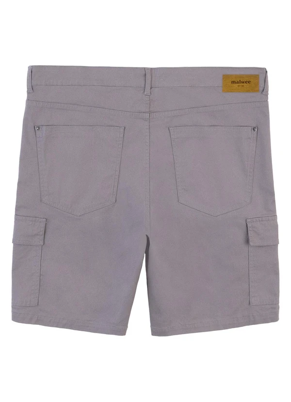Malwee - Bermuda Cargo em Sarja PlusCinza Chumbo 2