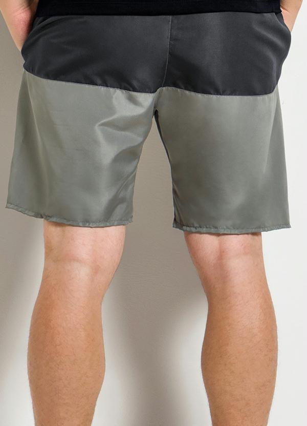 Moda Pop - Bermuda Cinza com Recorte em Preto 2