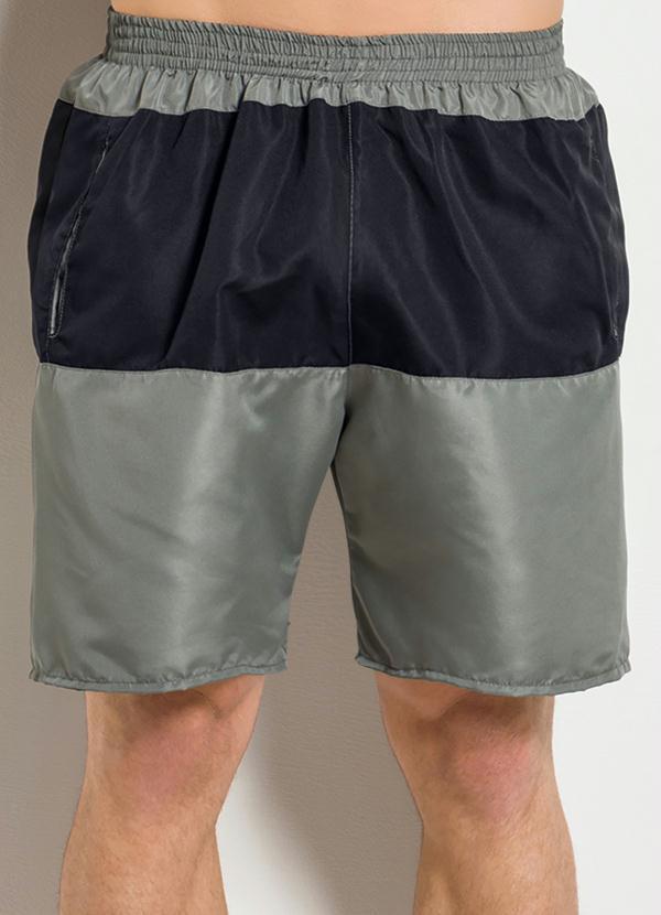 Moda Pop - Bermuda Cinza com Recorte em Preto 5