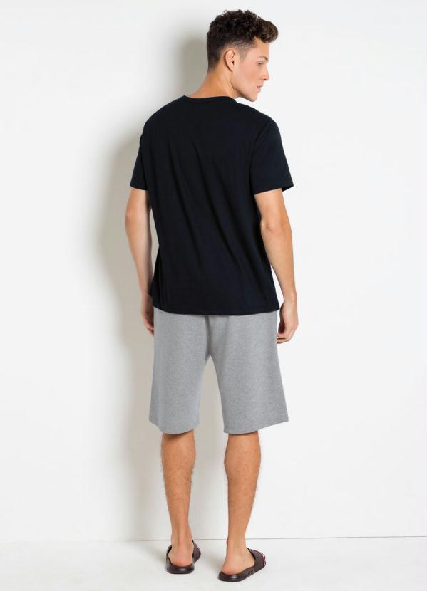 Outlet - Bermuda com Bolsos e Estampa na Lateral Mescla 4