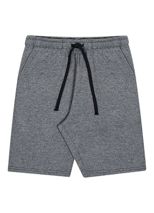 Fico - Bermuda com Bolsos em Moletom com Linho Preto - FICO