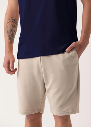 Fico - Bermuda com Bolsos em Moletom sem Felpa Bege - FICO