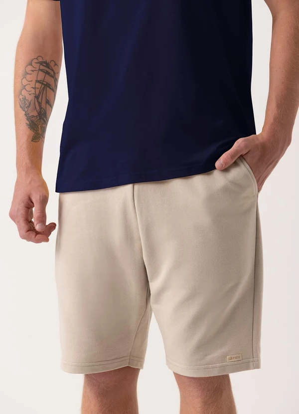 Fico - Bermuda com Bolsos em Moletom sem Felpa Bege 1