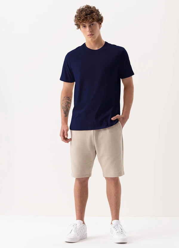 Fico - Bermuda com Bolsos em Moletom sem Felpa Bege 2