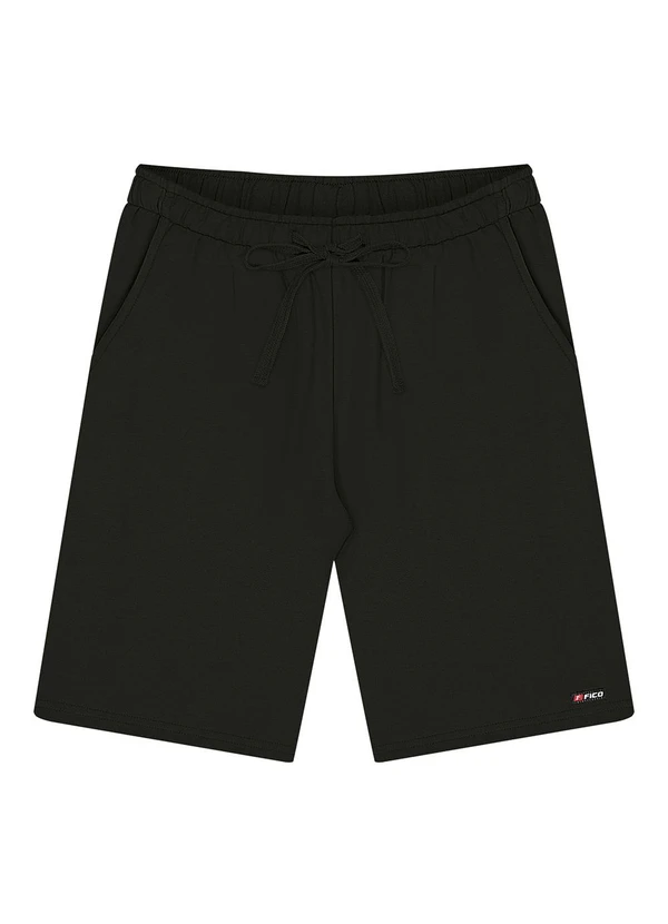 Fico - Bermuda com Bolsos em Moletom sem Felpa Preto 1