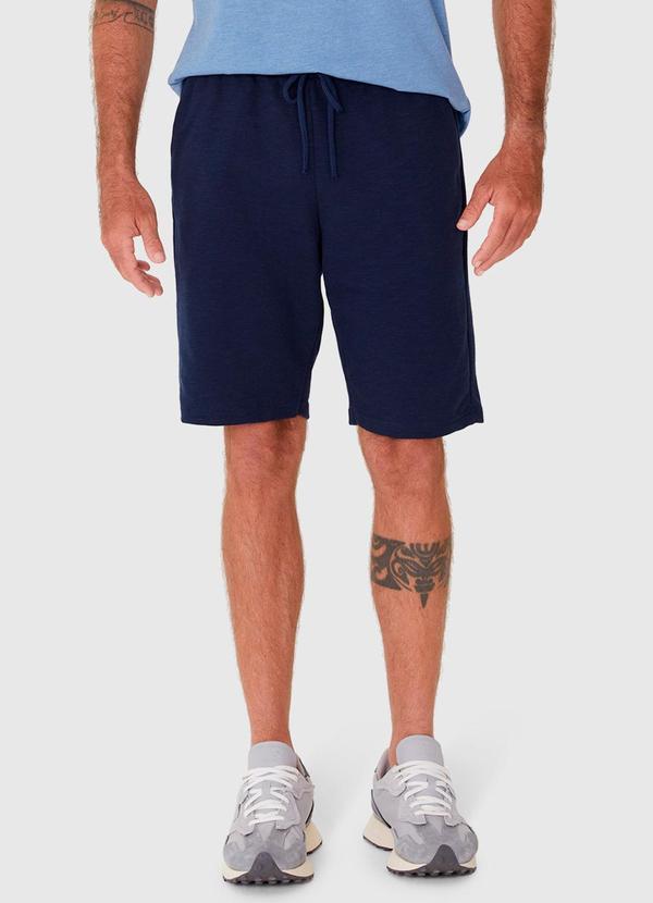 Malwee - Bermuda Comfort Cadarço Frontal em Moletom Azul