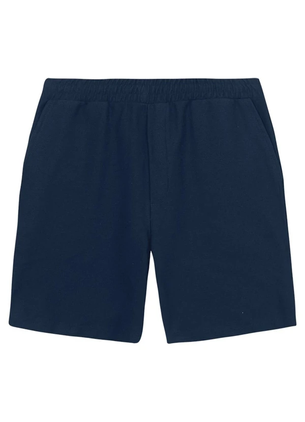 Malwee - Bermuda Comfort em Moletom Sarjado Azul Marinho