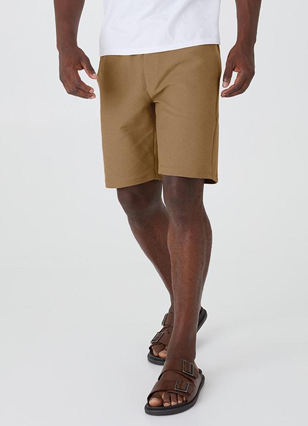 Malwee - Bermuda Comfort em Moletom Sarjado Bege 1