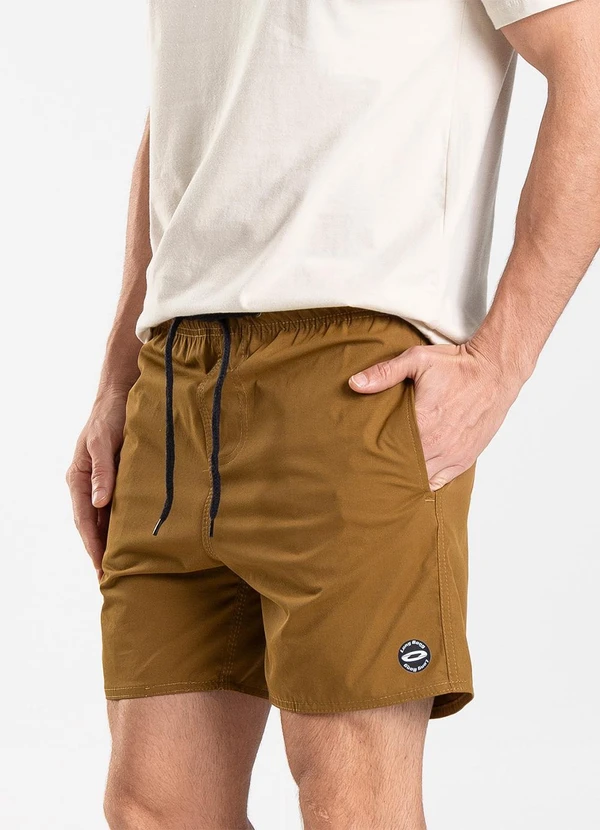 Rovitex - Bermuda de Microfibra Sarjada Long Bong Marrom