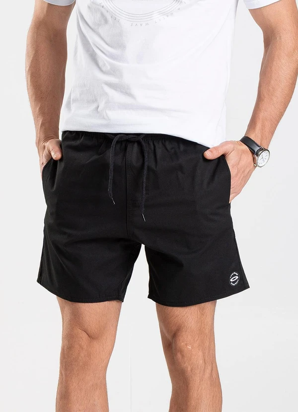 Rovitex - Bermuda de Microfibra Sarjada Long Bong Preto