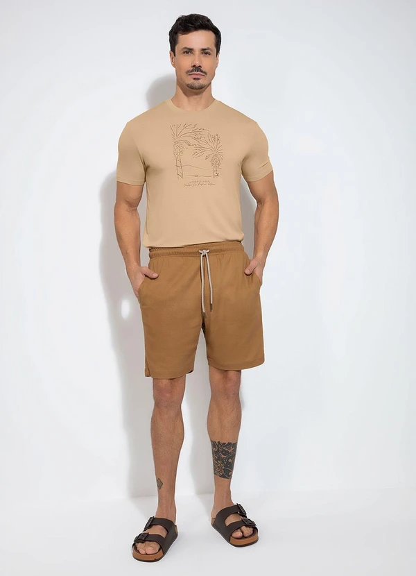 Exco - Bermuda em Linho Marrom