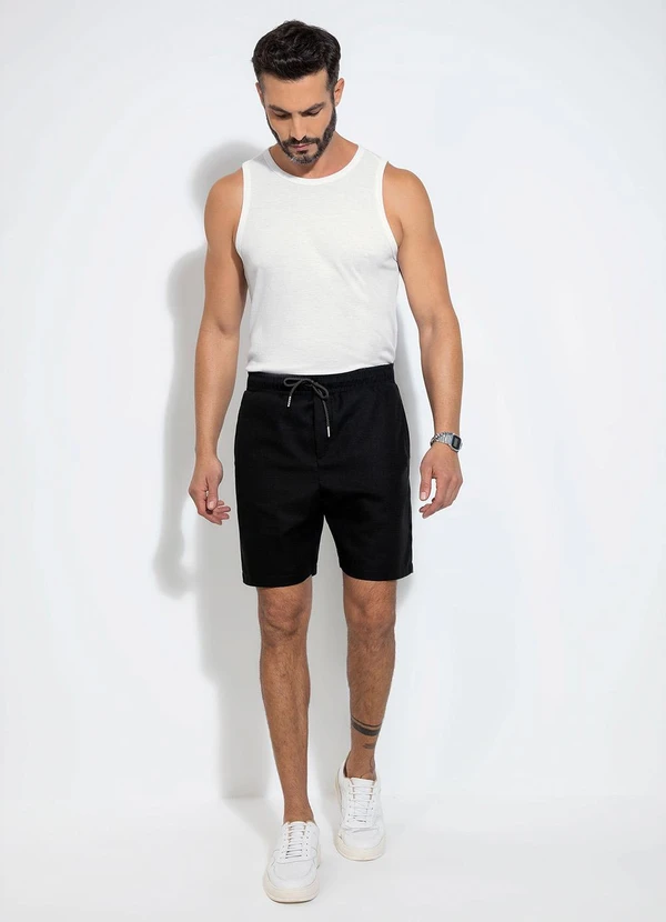 Exco - Bermuda em Linho Preto 2