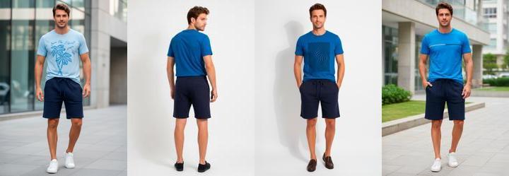 Bermuda em Malha Azul