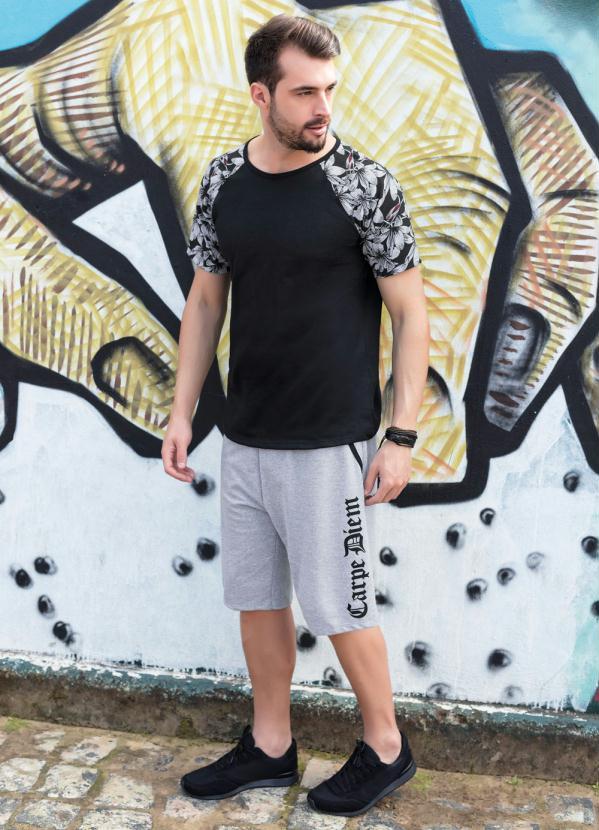 Outlet - Bermuda em Moletinho com Elástico Mescla 3