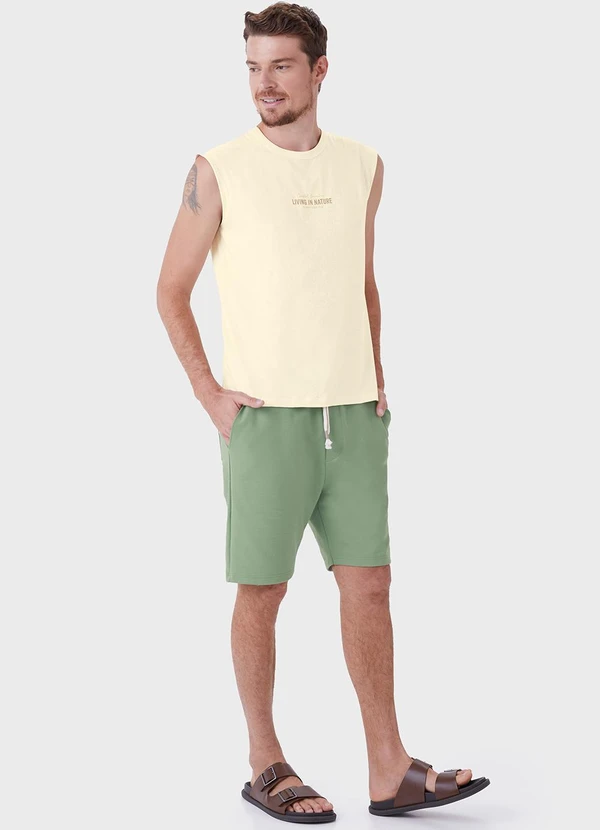 Malwee - Bermuda em Moletom Sarjado Verde Menta 2