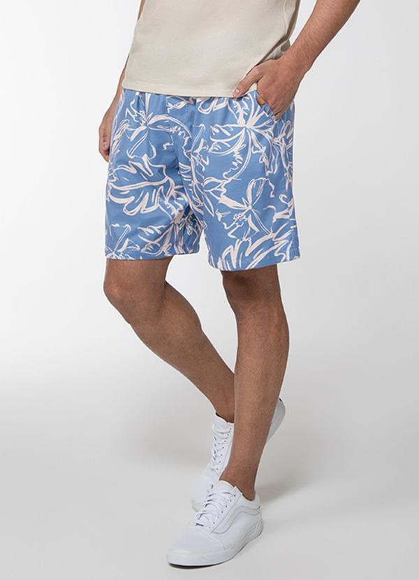 Enfim - Bermuda Floral Microfibra Azul