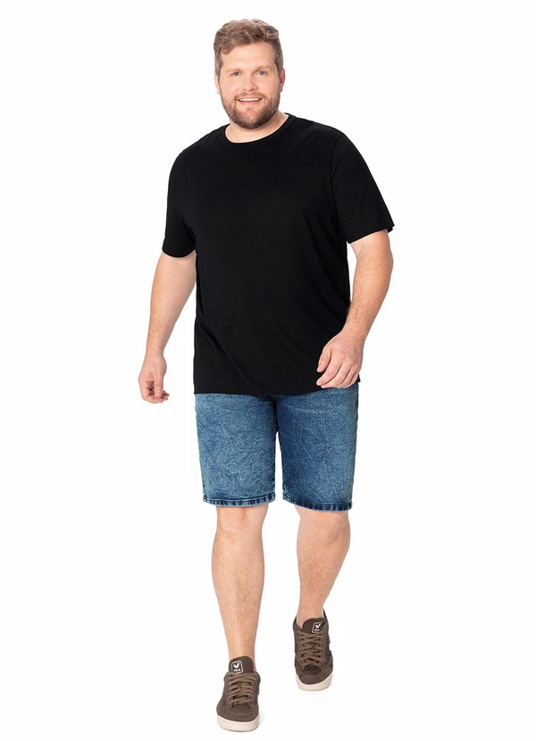 Malwee - Bermuda Jeans com Bigodes Plus Azul Escuro 2