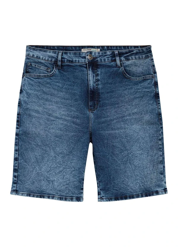 Malwee - Bermuda Jeans com Bigodes Plus Azul Escuro 3