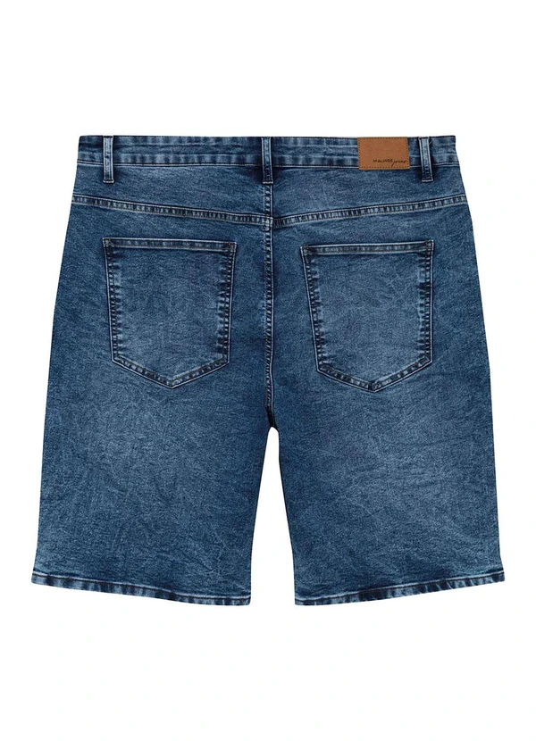 Malwee - Bermuda Jeans com Bigodes Plus Azul Escuro 4