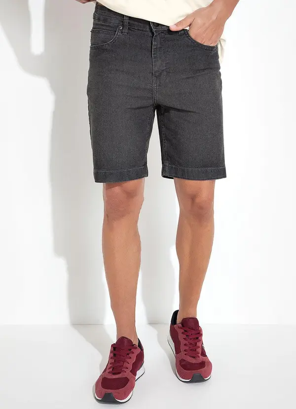 K-du Jeans - Bermuda Jeans Preto em Jeans