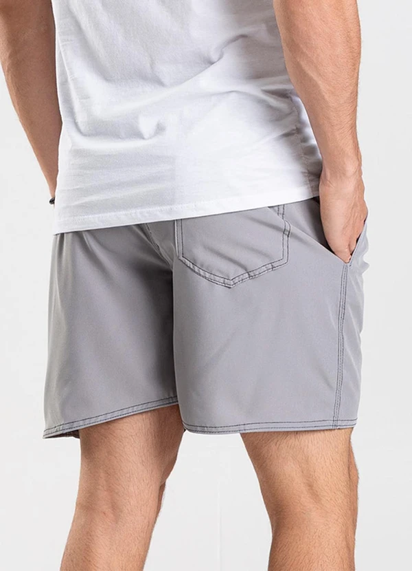 Rovitex - Bermuda Lisa de Microfibra Long Bong Cinza 2