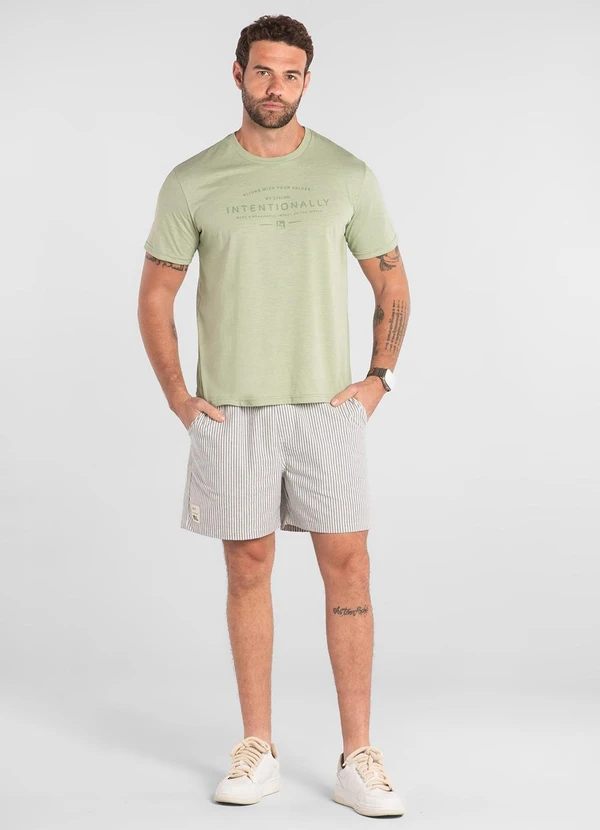 The Philippines - Bermuda Listrada em Algodão The Philippines Azul 3