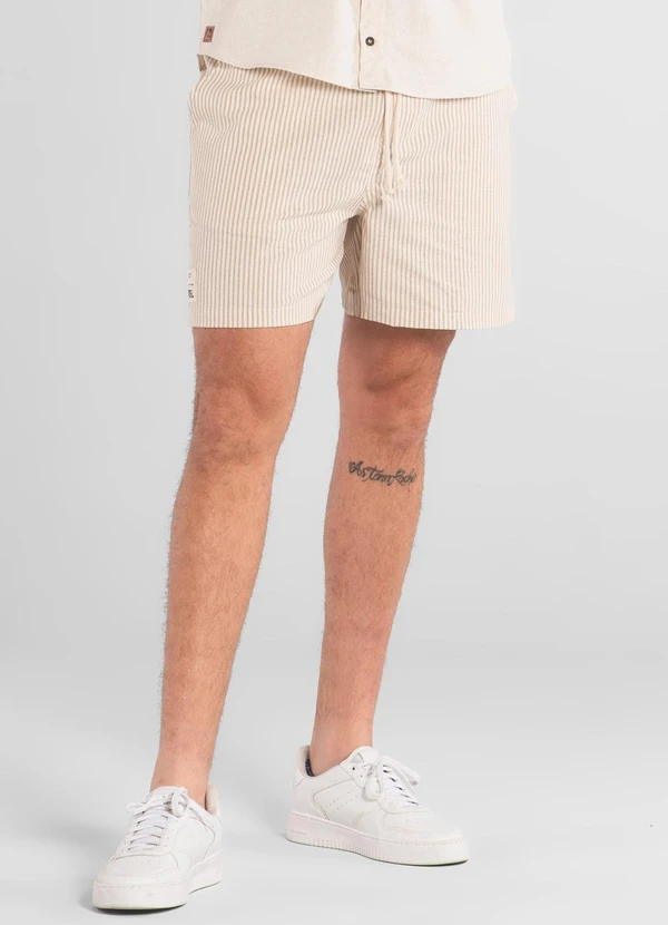 The Philippines - Bermuda Listrada em Algodão Marrom 1